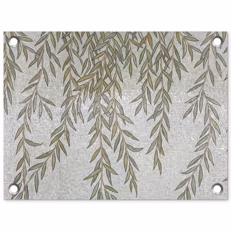 Planten - Mozaïek - Patroon - Groen - Blauw tuinposter los doek klein -3d