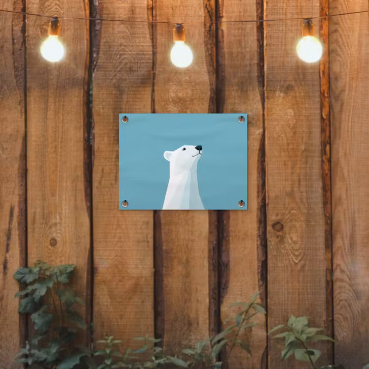 Ijsbeer - Lichtblauw - Minimalistisch tuinposter los doek klein -sfeer1
