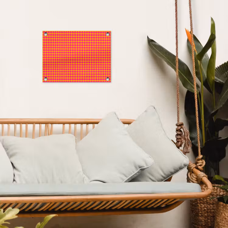 Stippen - Patroon - Oranje tuinposter los doek klein 239 -sfeer7