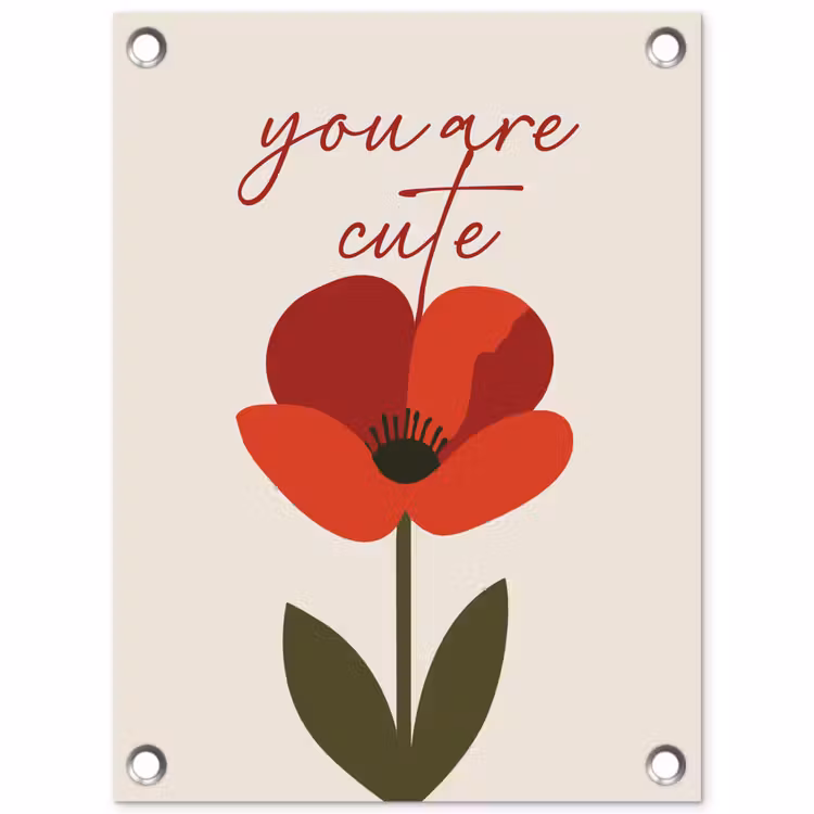 Klaproos - Bloem - Rood - Valentijn tuinposter los doek klein -3d