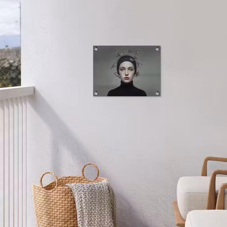 Portret - Vogels - Zwart tuinposter los doek klein -sfeer8