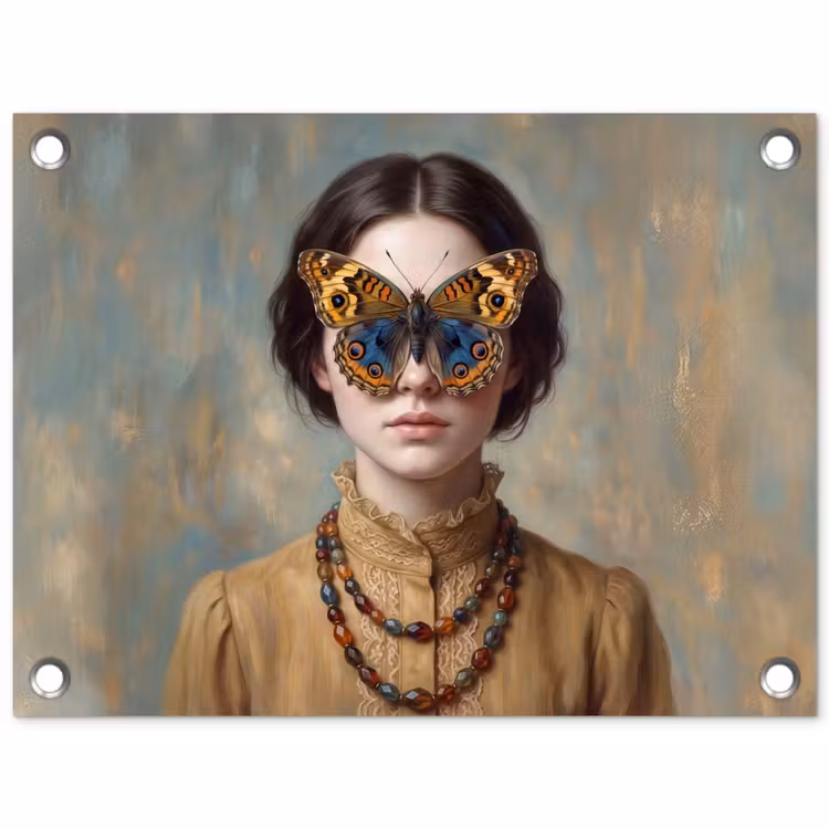 Portret - Vlinder - Kleurrijk tuinposter los doek klein -3d