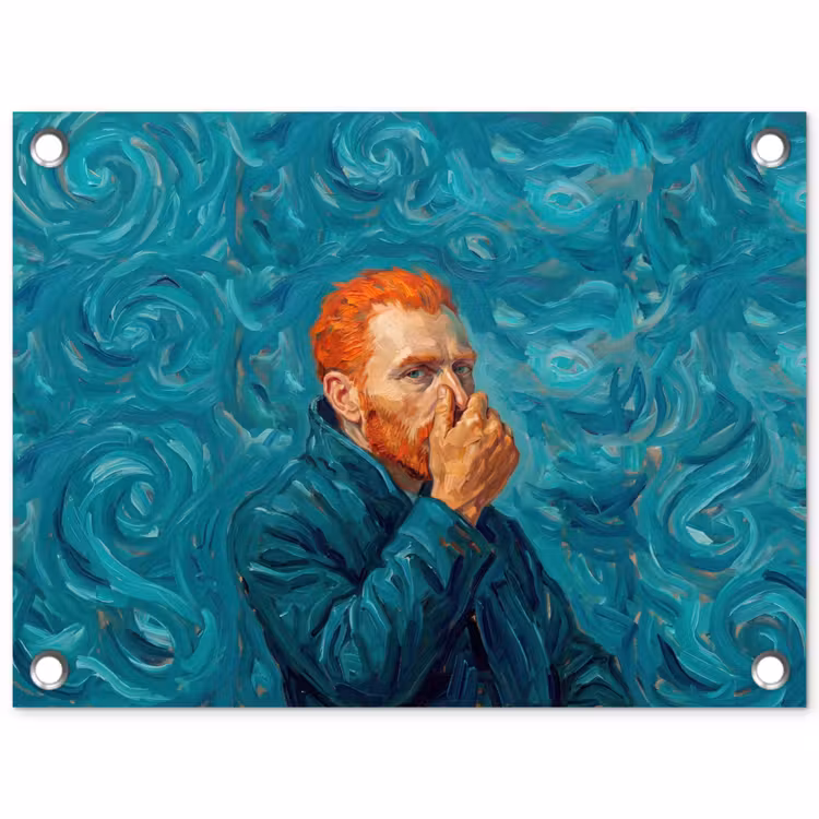 Portret - Klassiek - Blauw tuinposter los doek klein -3d