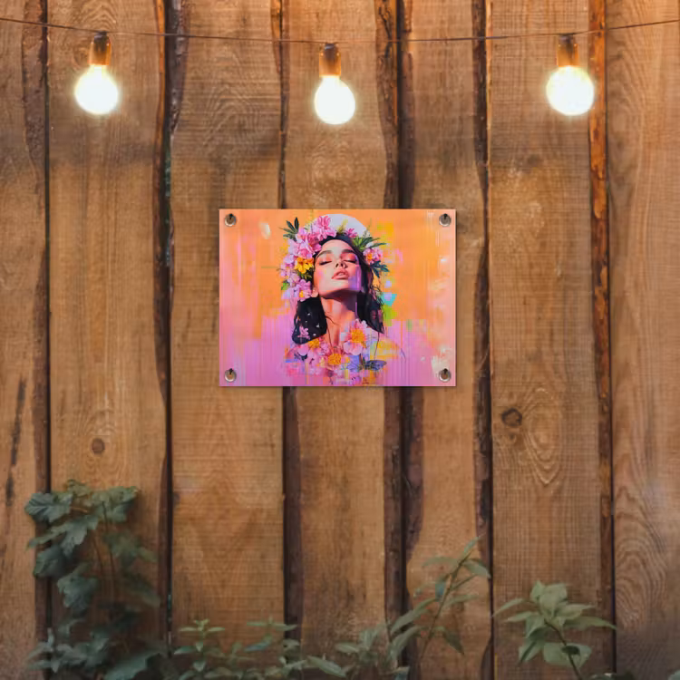 Portret - Bloemenkroon - Vrouw tuinposter los doek klein -sfeer1