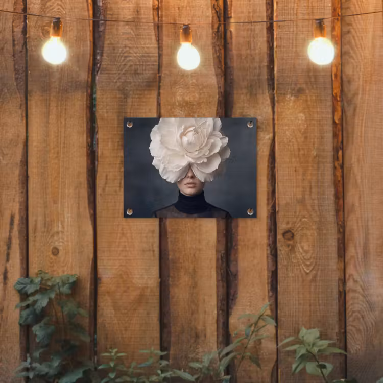 Portret - Mysterieus - Wit tuinposter los doek klein -sfeer1