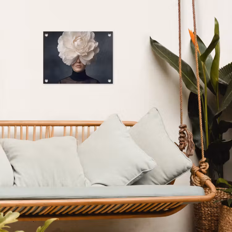 Portret - Mysterieus - Wit tuinposter los doek klein -sfeer7
