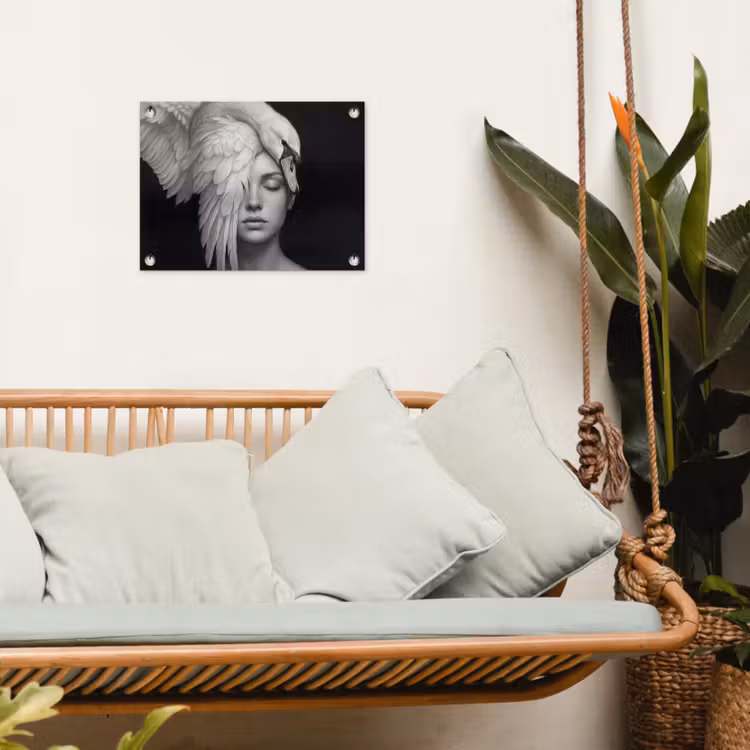 Portret - Zwaan - Zwart - Wit tuinposter los doek klein -sfeer7