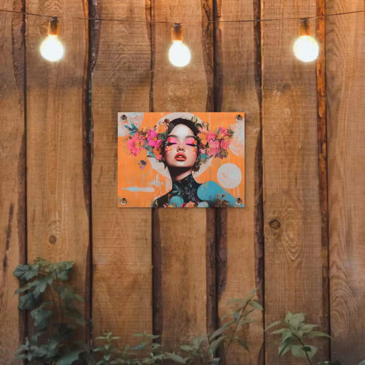 Portret - Vrouw - Abstract - Bloemen tuinposter los doek klein -sfeer1