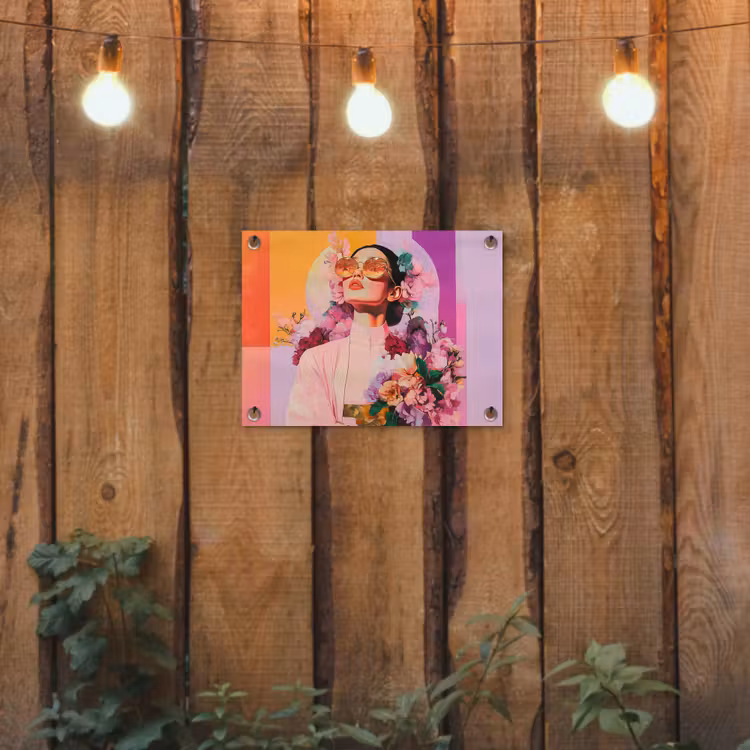 Portret - Vrouw - Abstract - Bloemen tuinposter los doek klein -sfeer1