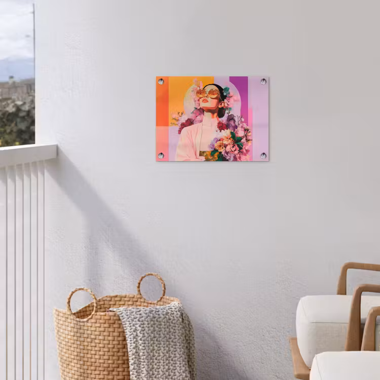 Portret - Vrouw - Abstract - Bloemen tuinposter los doek klein -sfeer8