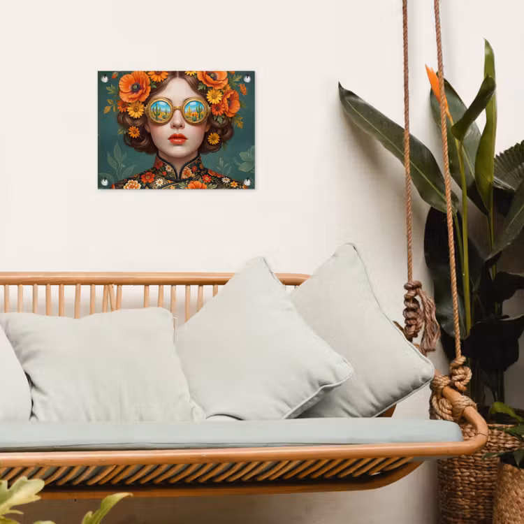Portret - Vrouw - Kleurrijk - Expressief tuinposter los doek klein -sfeer7