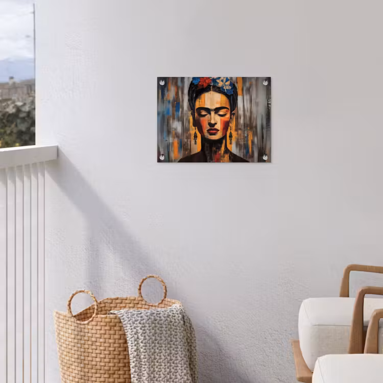 Portret - Vrouw - Bloemen tuinposter los doek klein -sfeer8