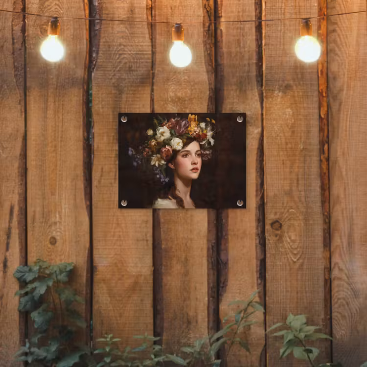 Portret - Vrouw - Bloemen tuinposter los doek klein -sfeer1