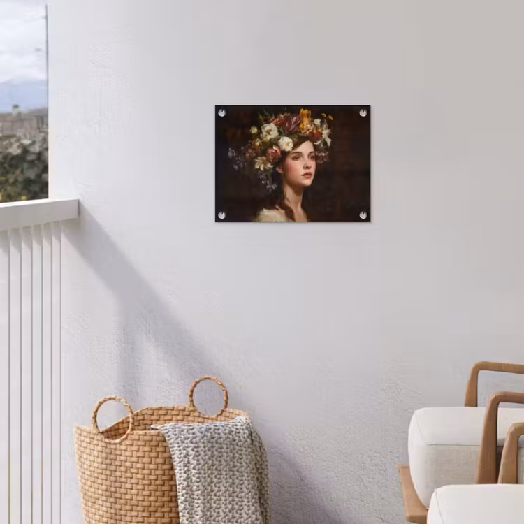 Portret - Vrouw - Bloemen tuinposter los doek klein -sfeer8