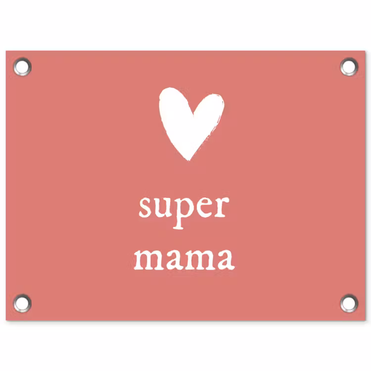 Presentje voor Moederdag super mama roze/wit tuinposter los doek klein -3d