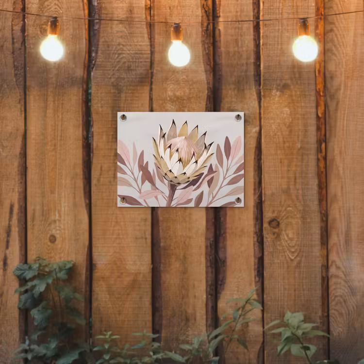 Protea - Bloem - Botanisch - Beige tuinposter los doek klein -sfeer1