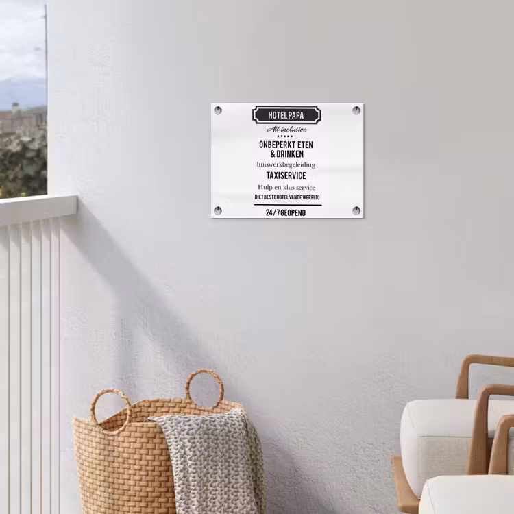 Spreuken - Hotel papa - Quotes - Vader tuinposter los doek klein -sfeer8
