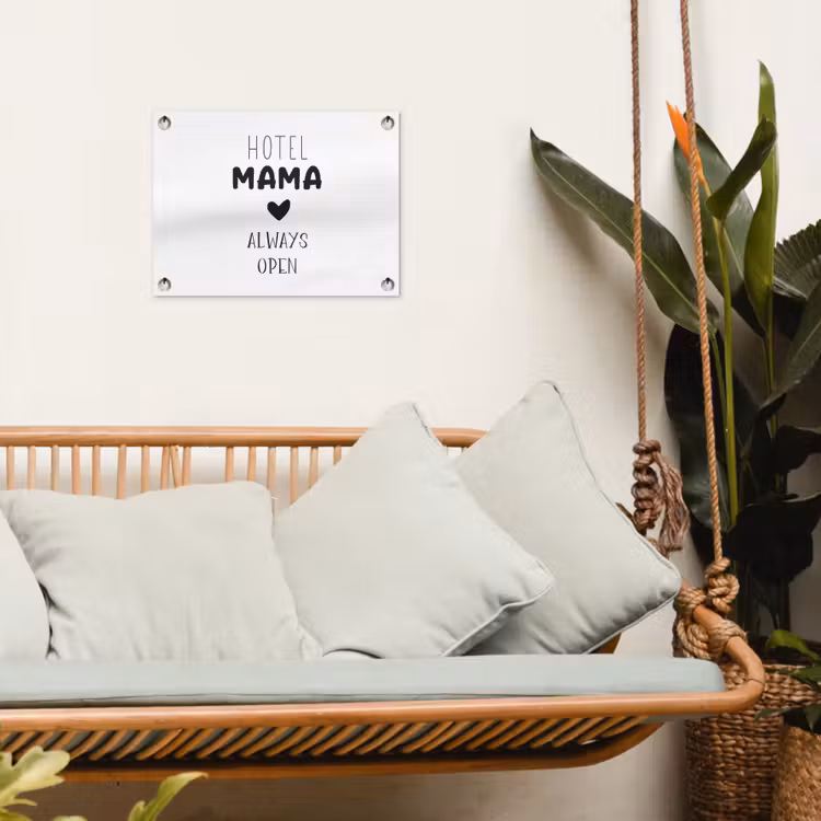 Spreuken - Hotel mama always open - Quotes - Mama tuinposter los doek klein -sfeer7