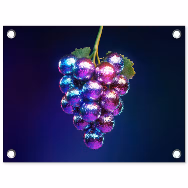 Paars - Disco - Feest - Druif tuinposter los doek klein -3d