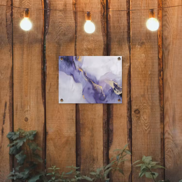 Paars - Modern - Marmer - Abstract tuinposter los doek klein -sfeer1