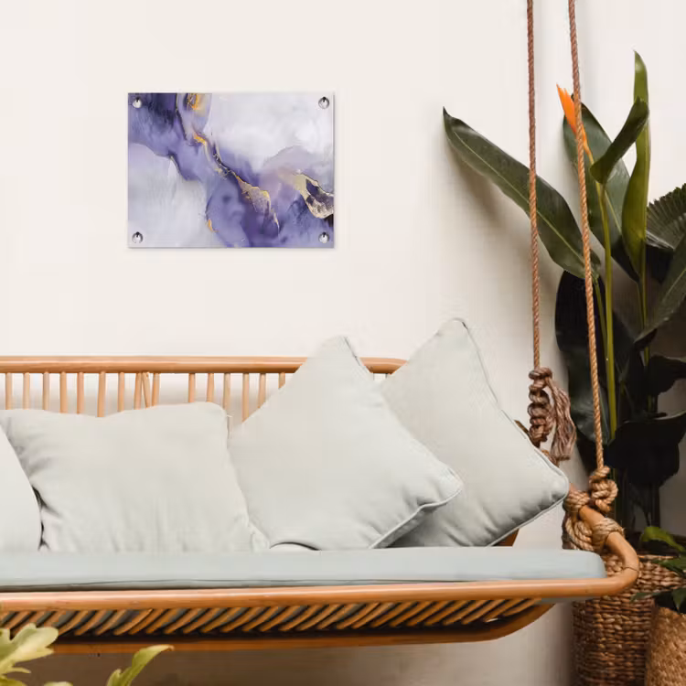 Paars - Modern - Marmer - Abstract tuinposter los doek klein -sfeer7