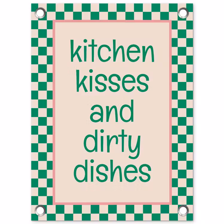 Quote - Groen - Geblokt - Keuken tuinposter los doek klein -3d