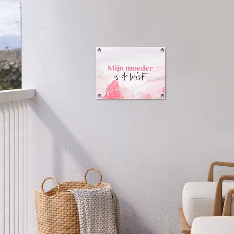 Quote - Mama - Mijn moeder is de liefste - Roze tuinposter los doek klein -sfeer8