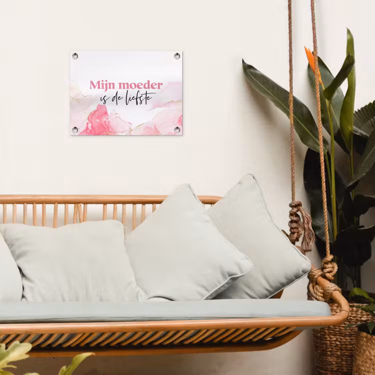 Quote - Mama - Mijn moeder is de liefste - Roze tuinposter los doek klein -sfeer7