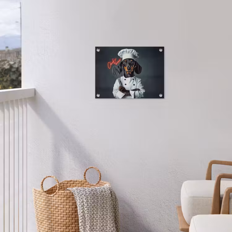 Quote - Neon - Hond - Kokskleding tuinposter los doek klein -sfeer8
