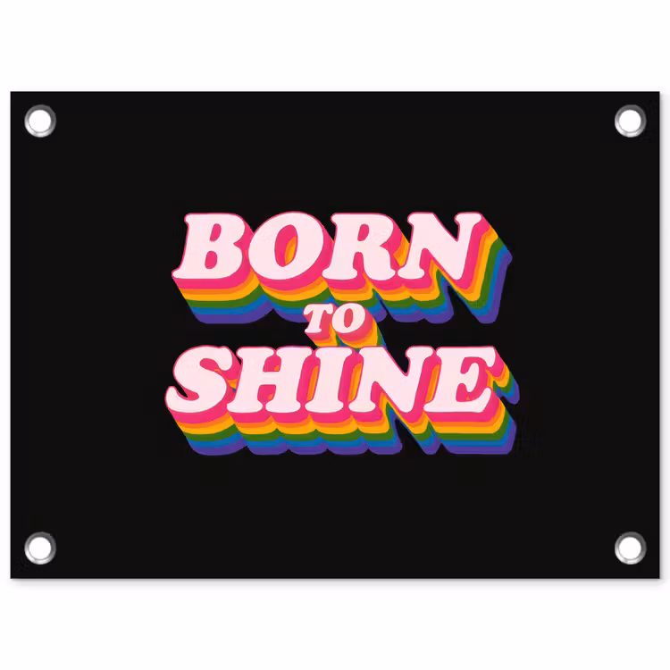 Quote - Regenboog - Roze - Zwart tuinposter los doek klein -3d