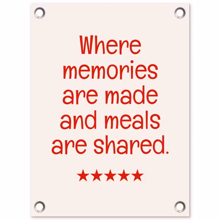 Quote - Sterren - Rood - Memories tuinposter los doek klein -3d
