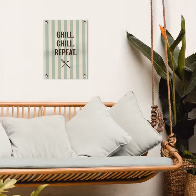 Quote - Strepen - Grill tuinposter los doek klein -sfeer7