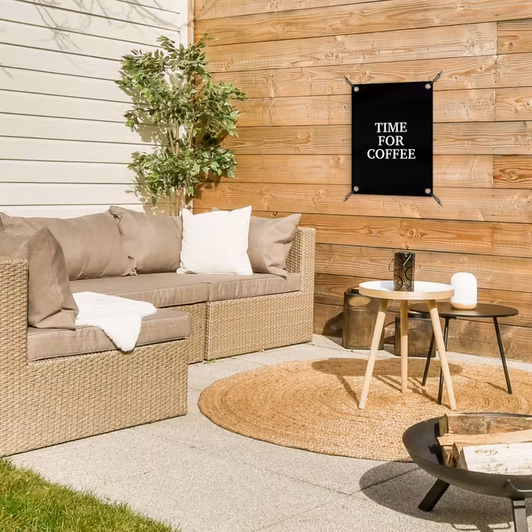 Quotes - Letters - Koffie - Zwart tuinposter los doek klein -sfeer4