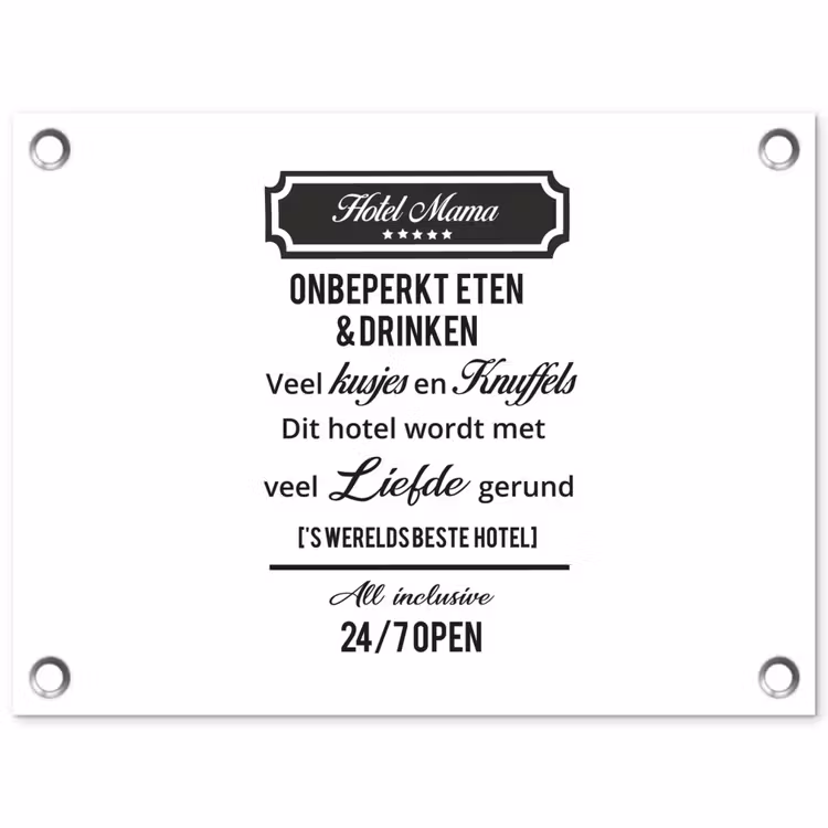 Quotes - Mama - Spreuken - Hotel mama tuinposter los doek klein -3d