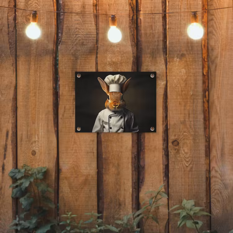 Konijn - Kok - Dier tuinposter los doek klein -sfeer1
