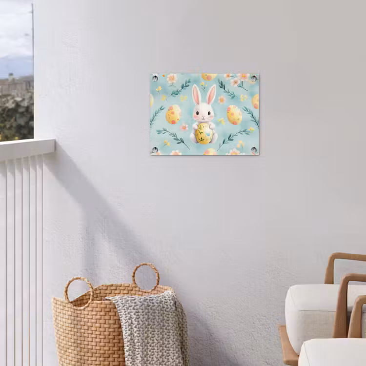 Konijn - Eieren - Takjes tuinposter los doek klein -sfeer8