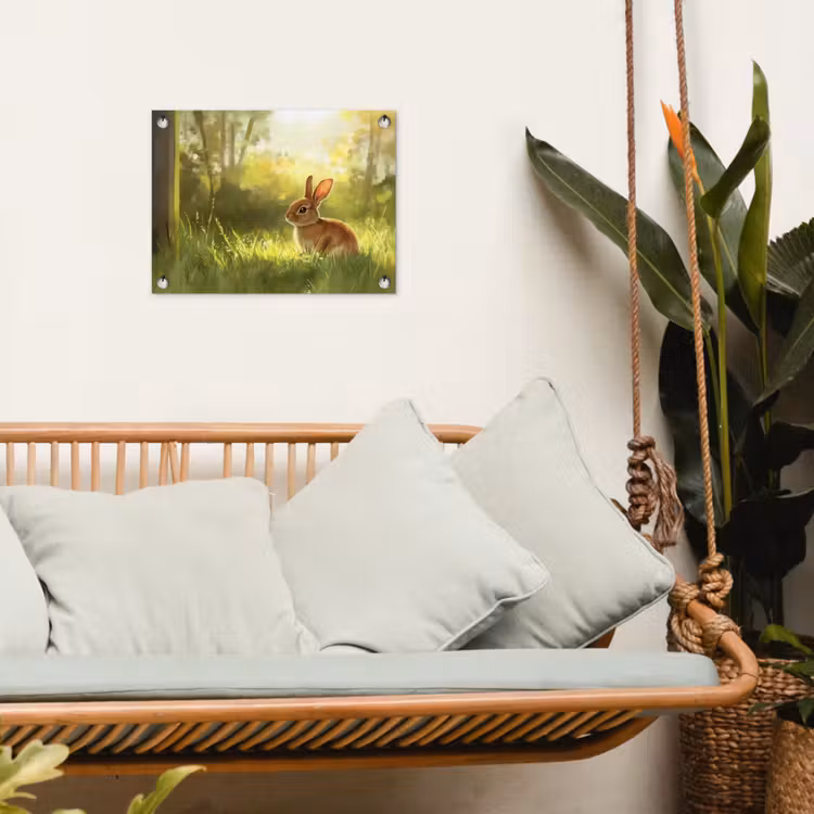 Konijn - Zonlicht - Bos tuinposter los doek klein -sfeer7