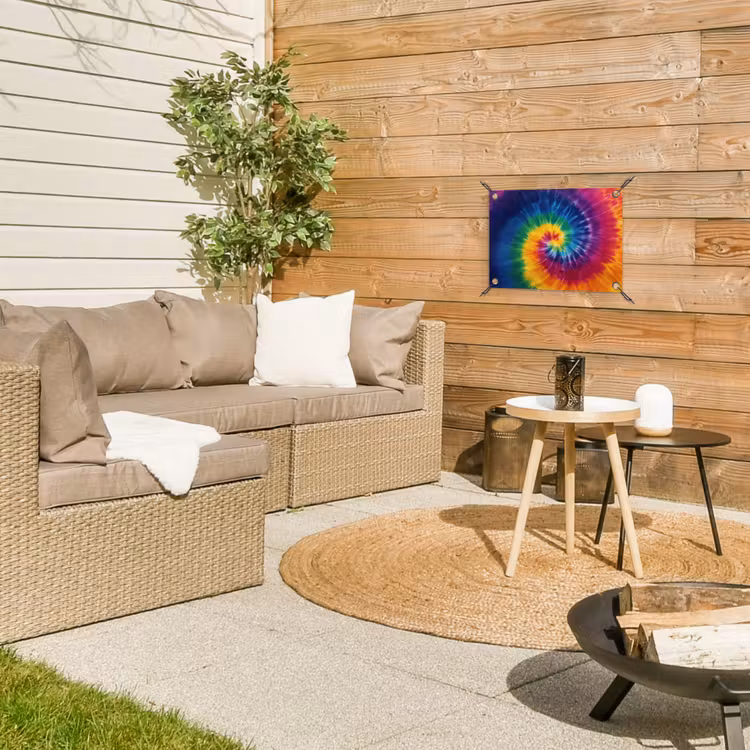 Regenboogkleuren - Spiraal - Kleurrijk tuinposter los doek klein -sfeer4