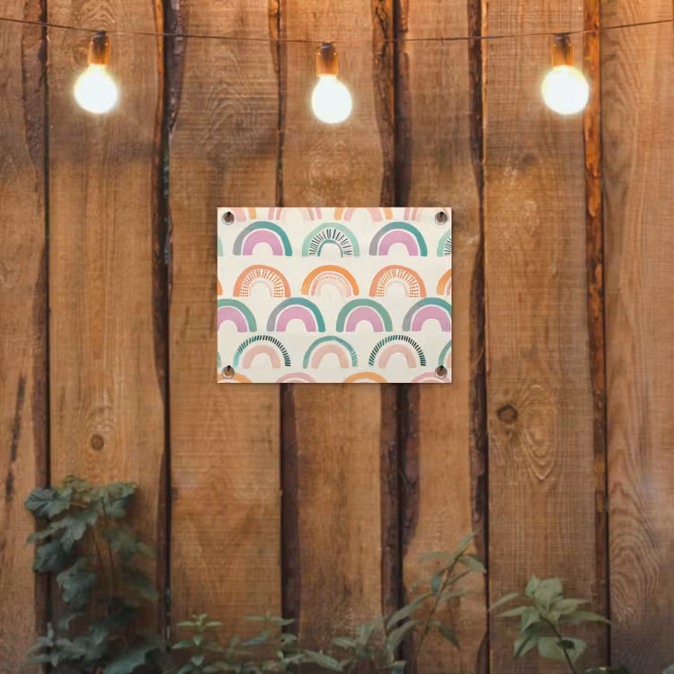 Regenboog - Pastel - Patroon tuinposter los doek klein -sfeer1