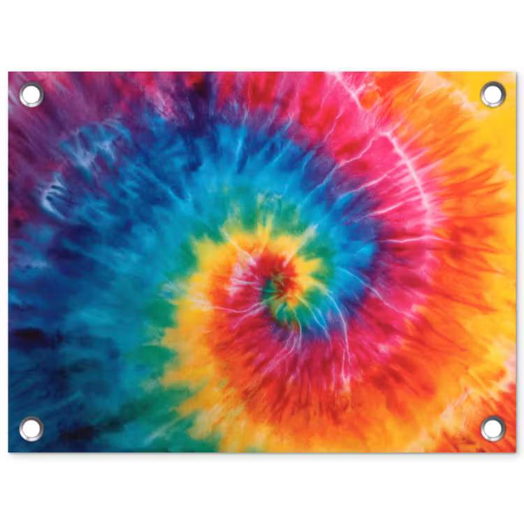 Regenboog - Tie dye - Kleurrijk - Blauw tuinposter los doek klein -3d