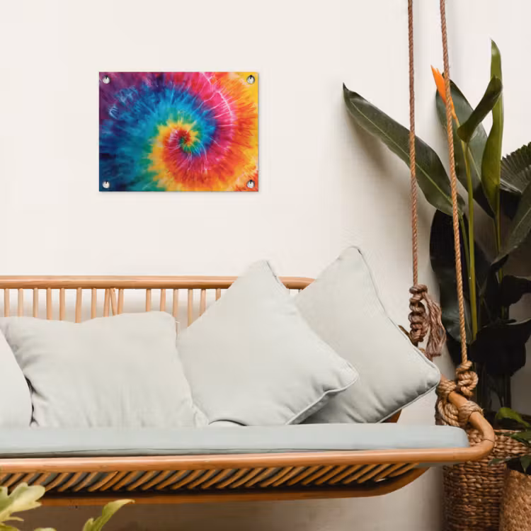 Regenboog - Tie dye - Kleurrijk - Blauw tuinposter los doek klein -sfeer7