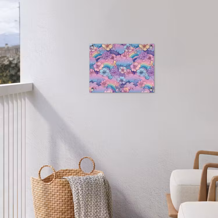 Regenbogen - Bloemen - Kleurrijk - Wolken tuinposter los doek klein -sfeer8