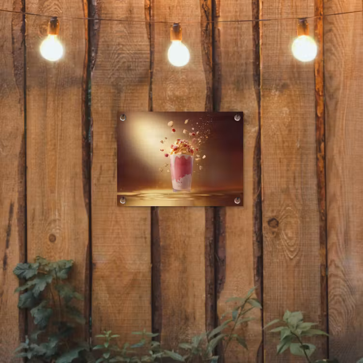 Framboos - Smoothie - Drinken - Roze tuinposter los doek klein -sfeer1