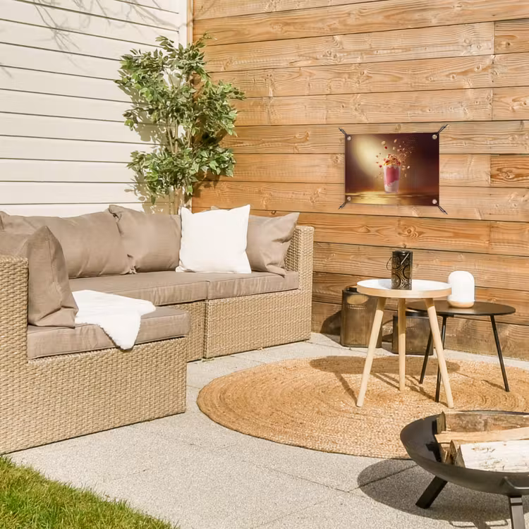 Framboos - Smoothie - Drinken - Roze tuinposter los doek klein -sfeer4