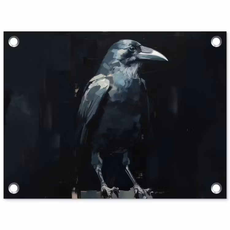 Raaf - Vogels - Zwart tuinposter los doek klein -3d