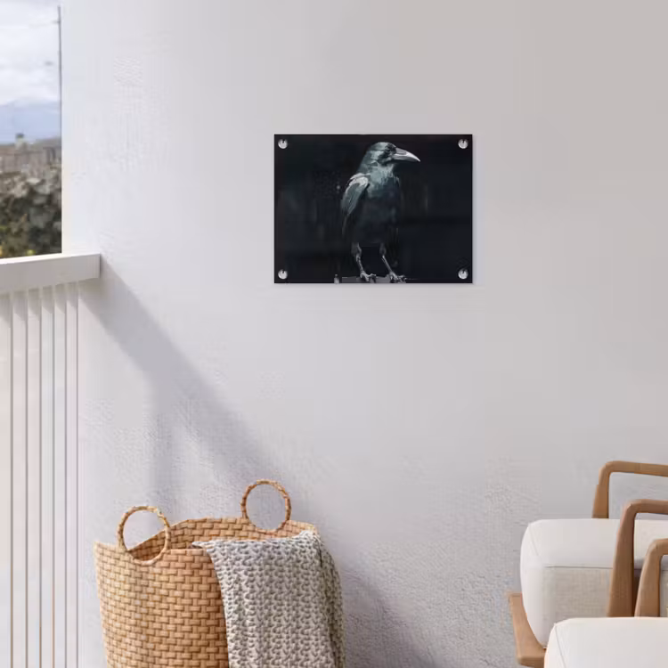 Raaf - Vogels - Zwart tuinposter los doek klein -sfeer8