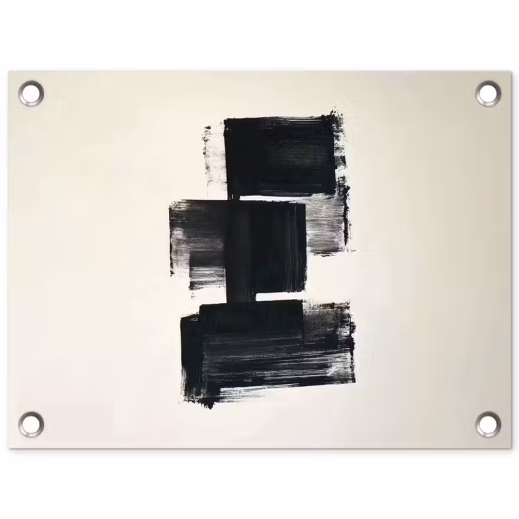 Rechthoeken - Penseelstreken - Abstract - Zwart tuinposter los doek klein -3d