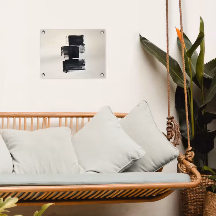 Rechthoeken - Penseelstreken - Abstract - Zwart tuinposter los doek klein -sfeer7