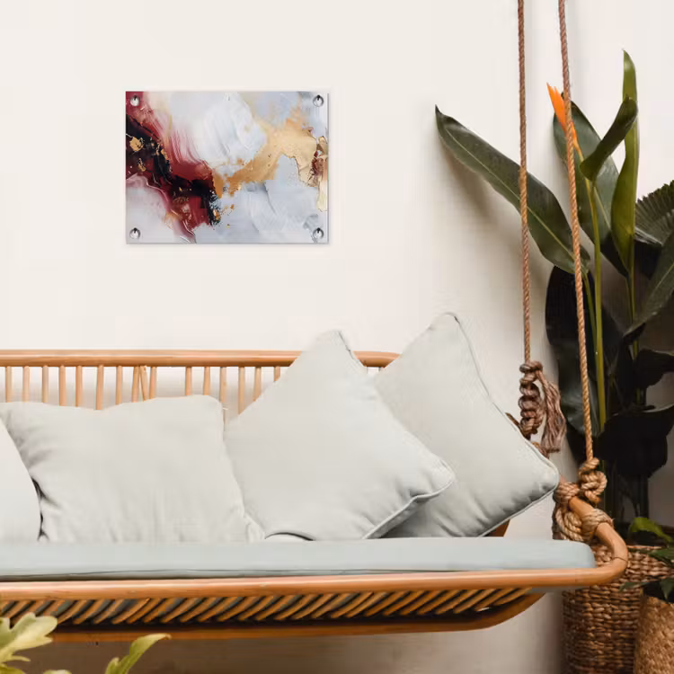 Rood - Abstract - Goud - Modern tuinposter los doek klein -sfeer7