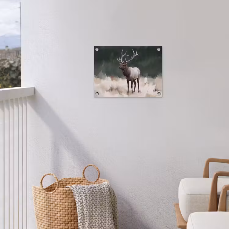 Edelhert - Gewei - Schildering - Rustiek tuinposter los doek klein -sfeer8